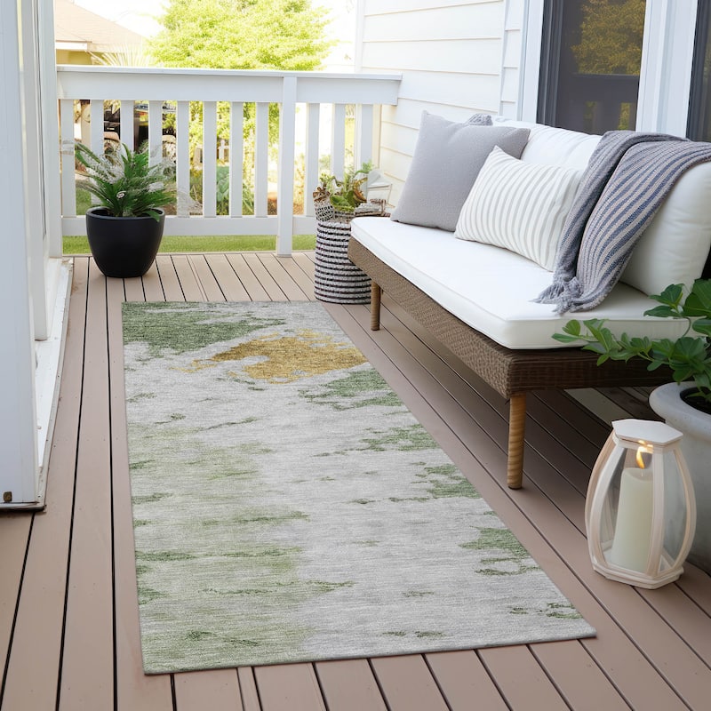Machine Washable Indoor/ Outdoor Chantille Tie Dye Modern Rug