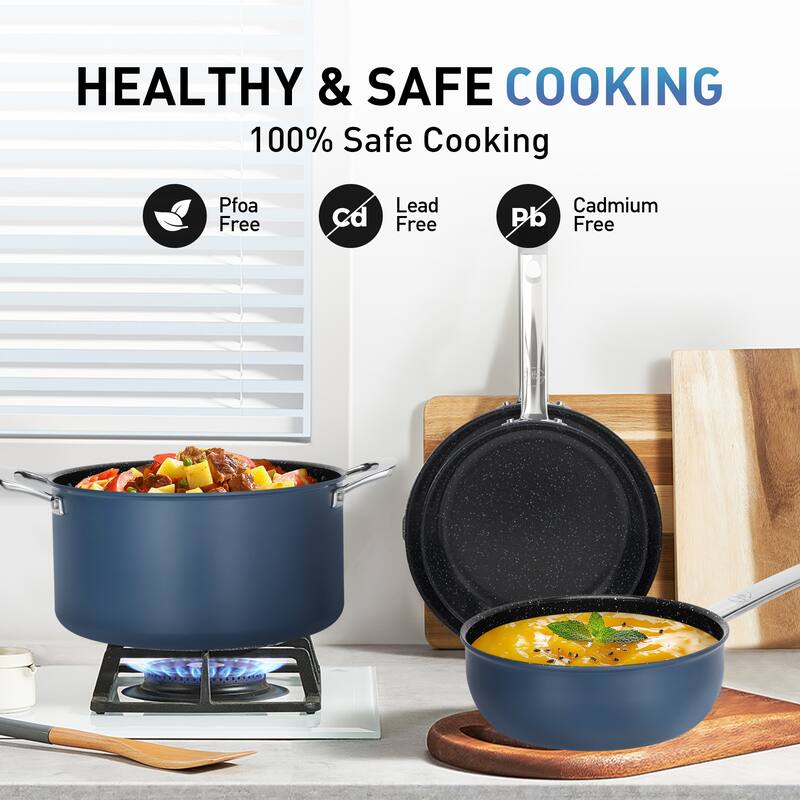 Nonstick 6/3/2-piece Cookware Set, Healthy Titanium Coating Nonstick and Plasma Diamond scratch-resistant Frying Pans Set