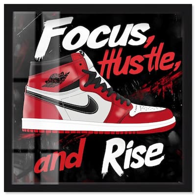 Hustle and Rise Sneaker Red Shadowbox by Art Remedy