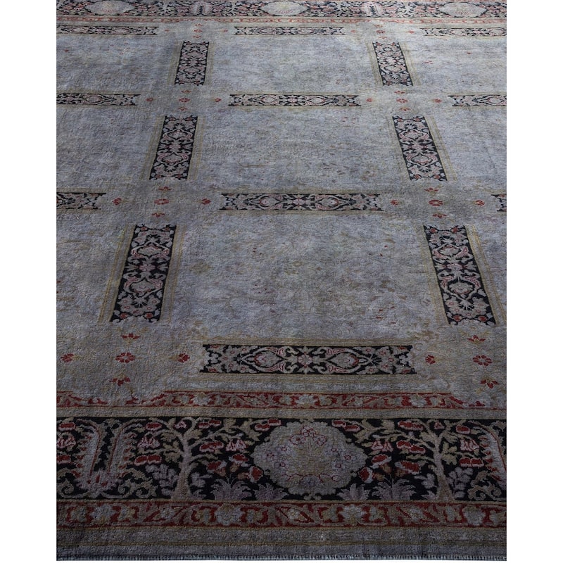 Overton Hand Knotted Wool Vintage Inspired Modern Contemporary Overdyed Gray Square Area Rug - 7' 10" x 8' 5"