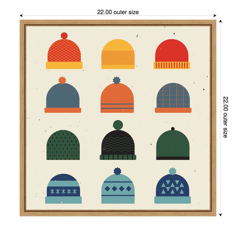 Hats by Vision Grasp Art (22 x 22 in.), Framed Canvas Wall Art Print - Sylvie Natural