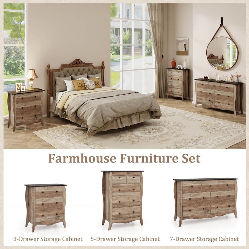 Costway 1/2 PCS 30" Farmhouse Chest of Drawers with 3 Folding Fabric