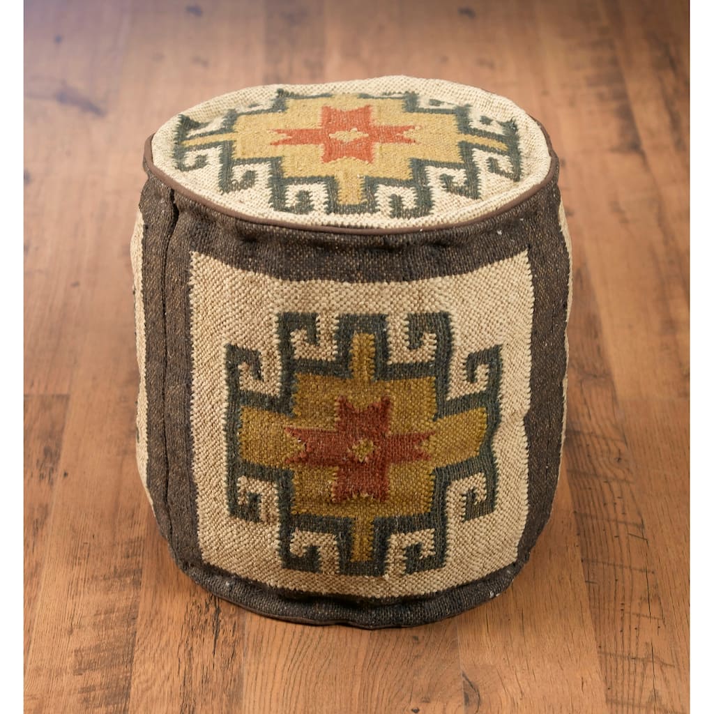 Aa Importing 48842 Round Kilim Pouf - 17 X 17 X 17 inches