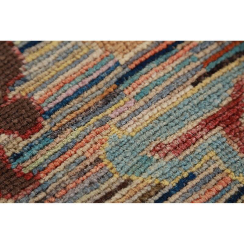 Hand Knotted Oriental 100% Wool Carpet Transitional Floral Multi-Colored Oushak Runner Rug - 19' 11'' X 2' 7''