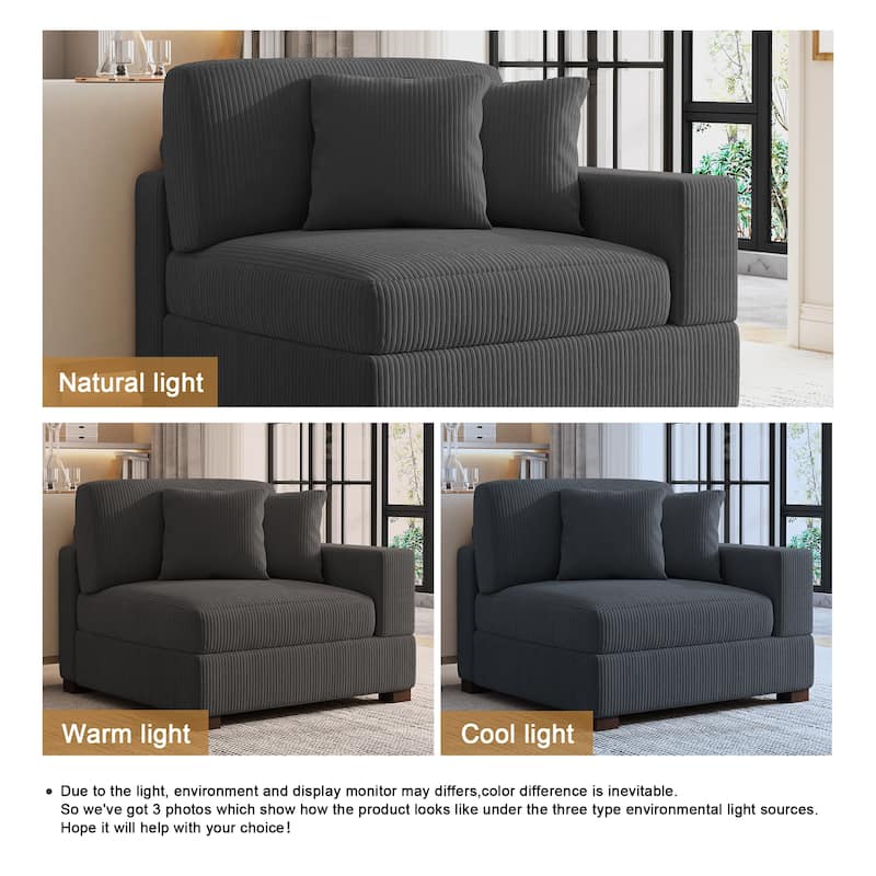 Corduroy Armchair Sofa Corner Chairs With Pillows