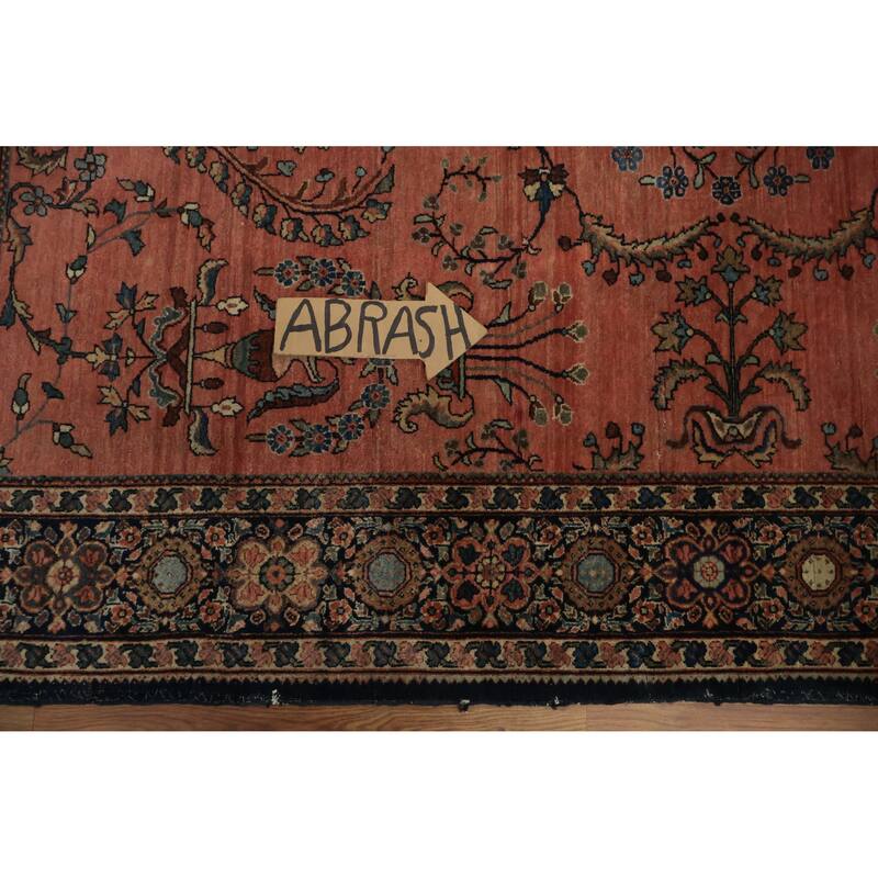Hand Knotted Oriental 100% Wool Carpet Traditional Floral Oranges & Rust Sarouk Area Rug - 6' 5'' X 4' 1''