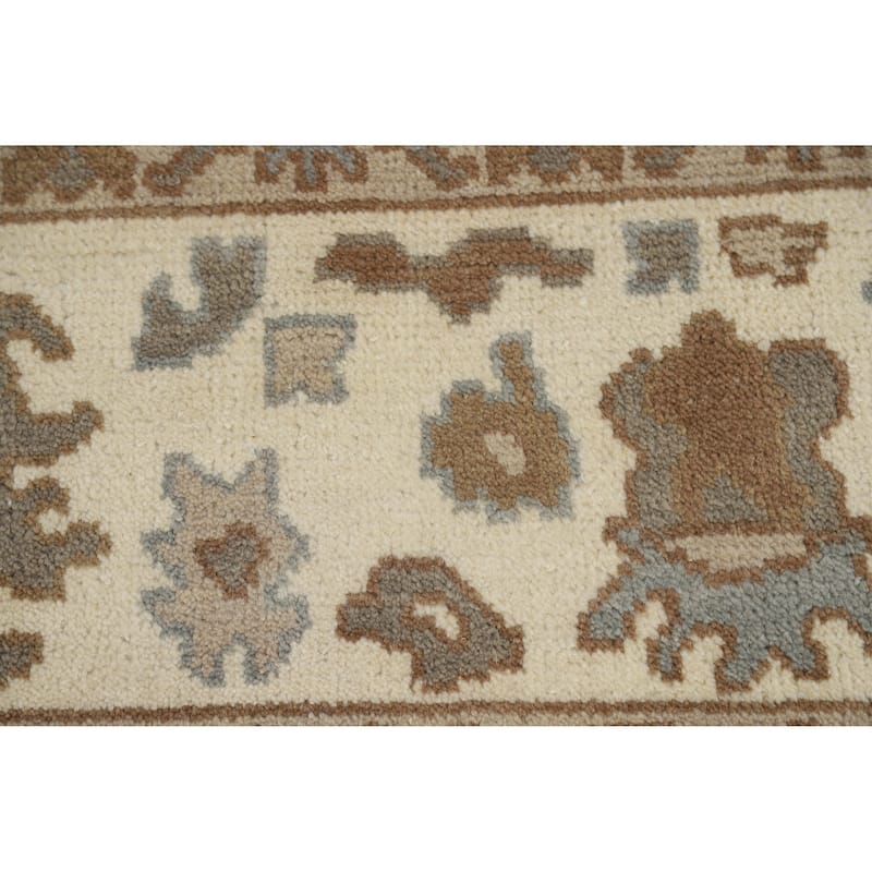 Gray Oushak Indian Area Rug Handmade Floral Transitional Wool Carpet - 7'11" x 10'1"