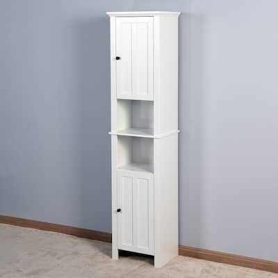 Bathroom Floor Storage Cabinet with 2 Doors and 6 Shelves