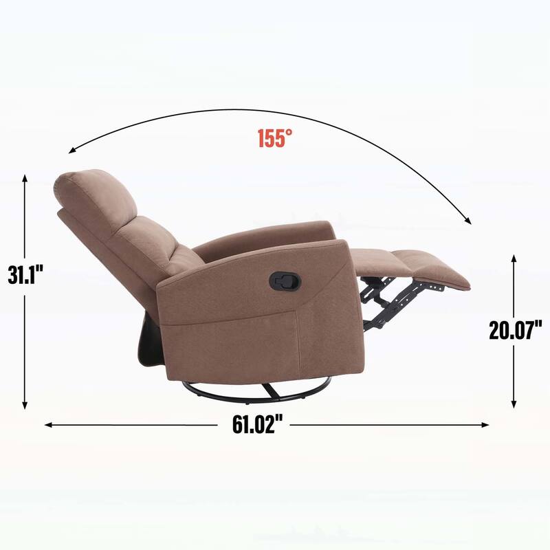 Manual Recliner Chair with Rocker and Swivel for Comfortable Living Room Seating
