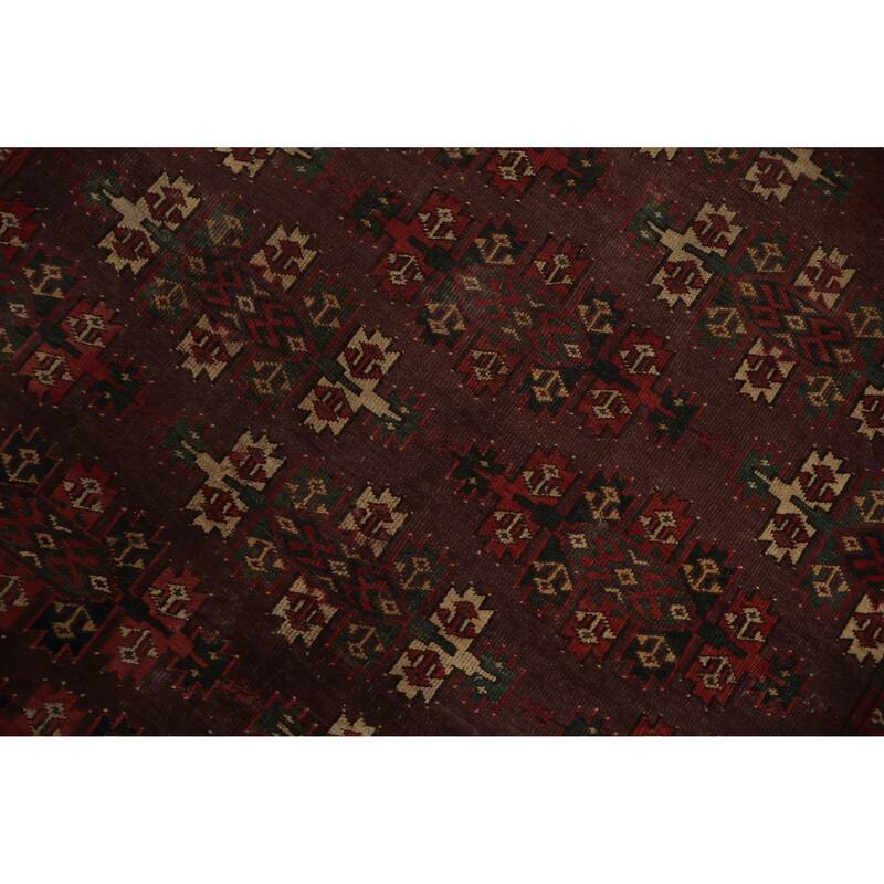 Hand Knotted Oriental 100% Wool Carpet Traditional Geometric Red Bokhara Area Rug - 9' 5'' X 5' 10''