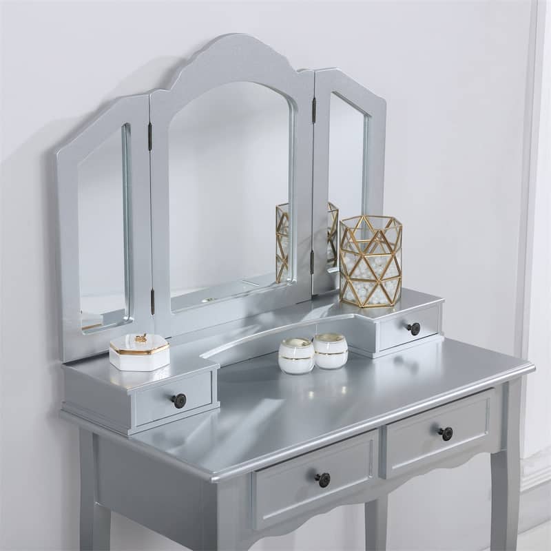 Wooden Vanity Make Up Table and Stool Set