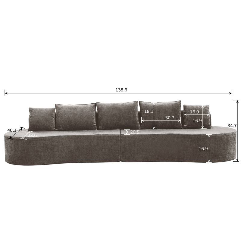 Christopher Knight Home - Curved Modular 138.6" Upholstered Sectional Sofa