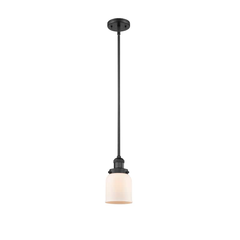 Innovations Lighting Franklin Restoration Bell - 1 Light 5" Stem Hung Mini Pendant - Matte White/Matte Black