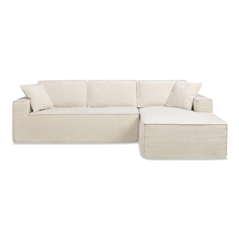 Brenley 110.5" Sofa-in-a-Box Chenille Upholstered Frameless 2-Piece Sectional Sofa
