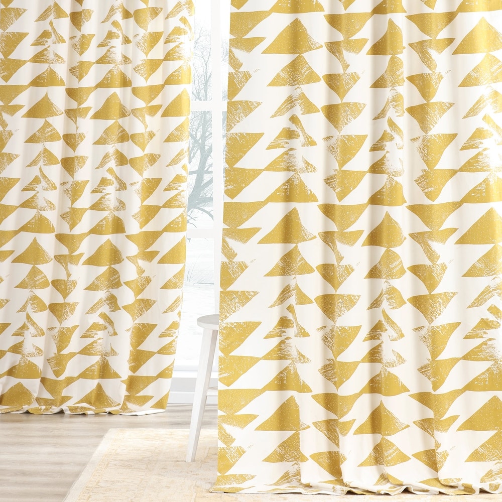 Exclusive Fabrics Triad Geometric Room Darkening Curtains Printed Cotton Twill Curtain (1 Panel)