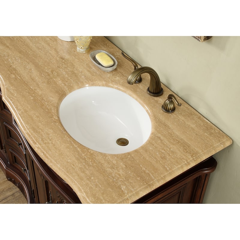 Stufurhome Cassandra 60 Inches Dark Cherry Double Sink Bathroom Vanity