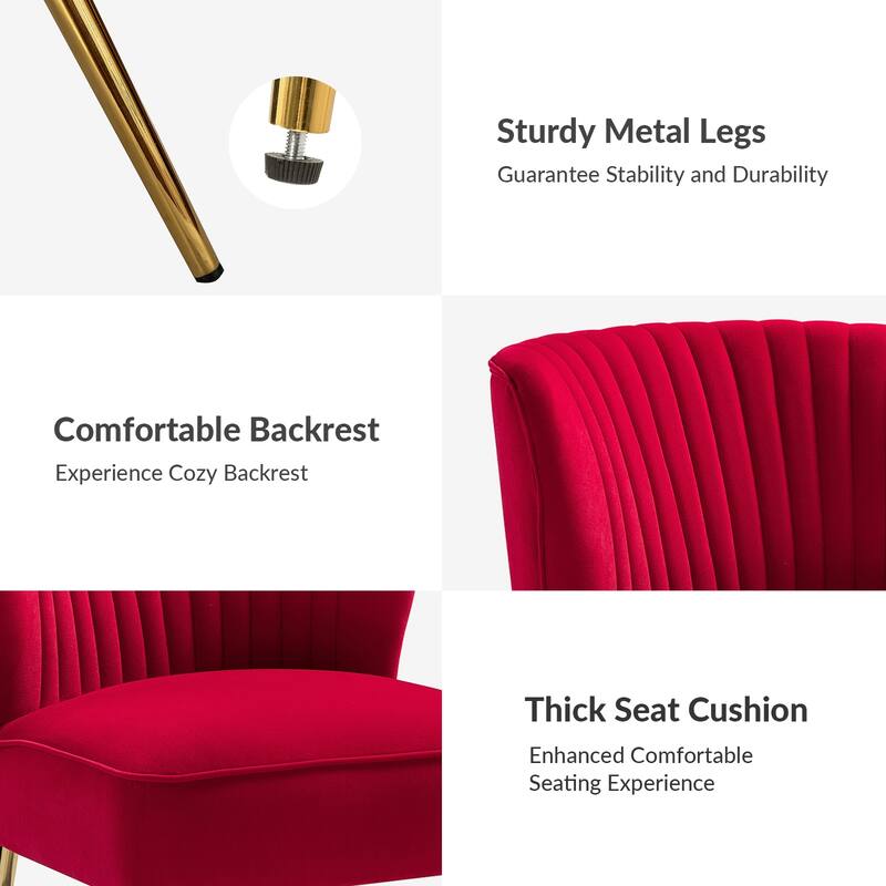 Monica 22''W Upholstered Modern Tufted Accent Side Chair with Gold Legs by HULALA HOME
