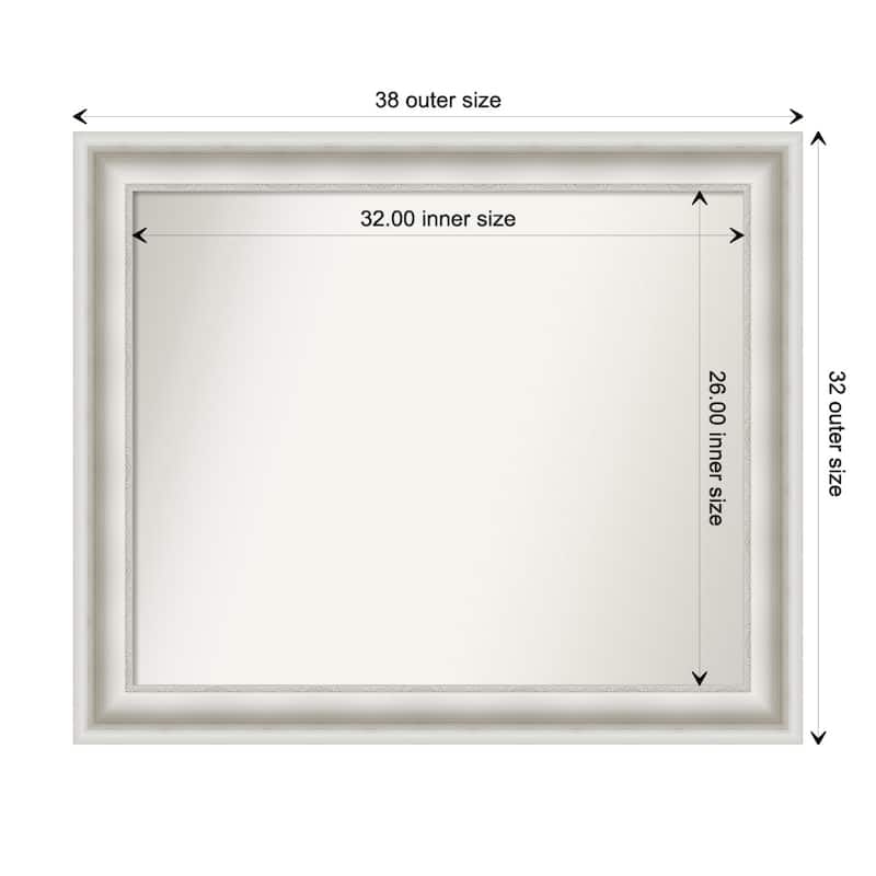 Parlor White Framed Non-Beveled Custom Wall Mirror, Bathroom Vanity Mirror - Outer Size: 37.5 x 31.5