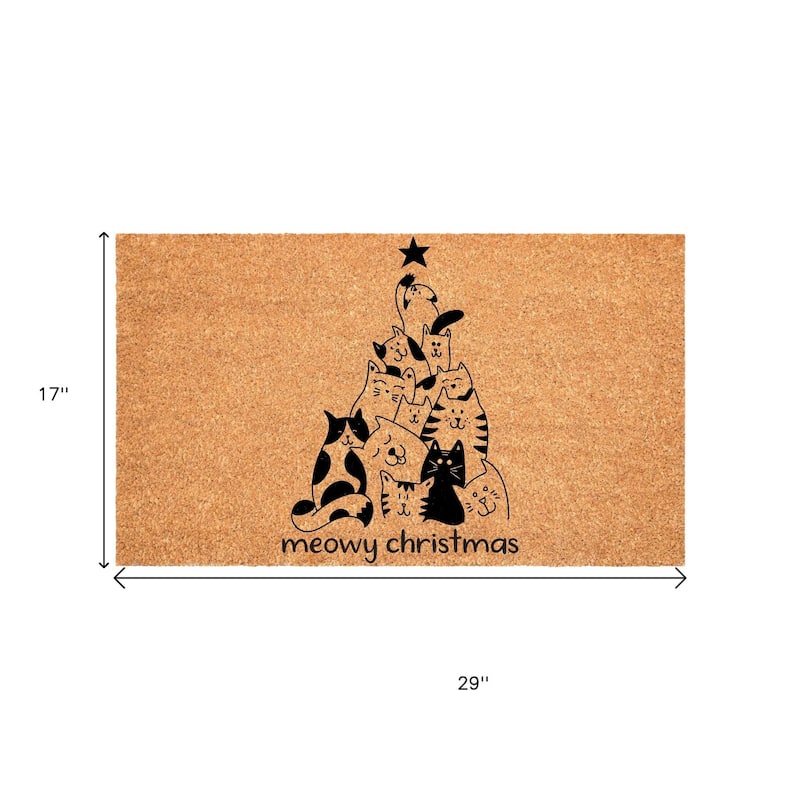 HomeRoots 17" X 29" Brown And Black Christmas Outdoor Coir Door Mat - 17.00' X '29.00