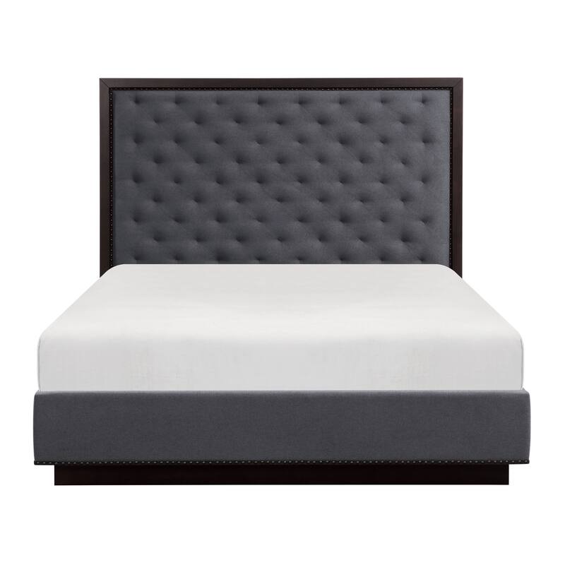 Charcoal Finish 3pc Bedroom Set Bed Nightstand Chest