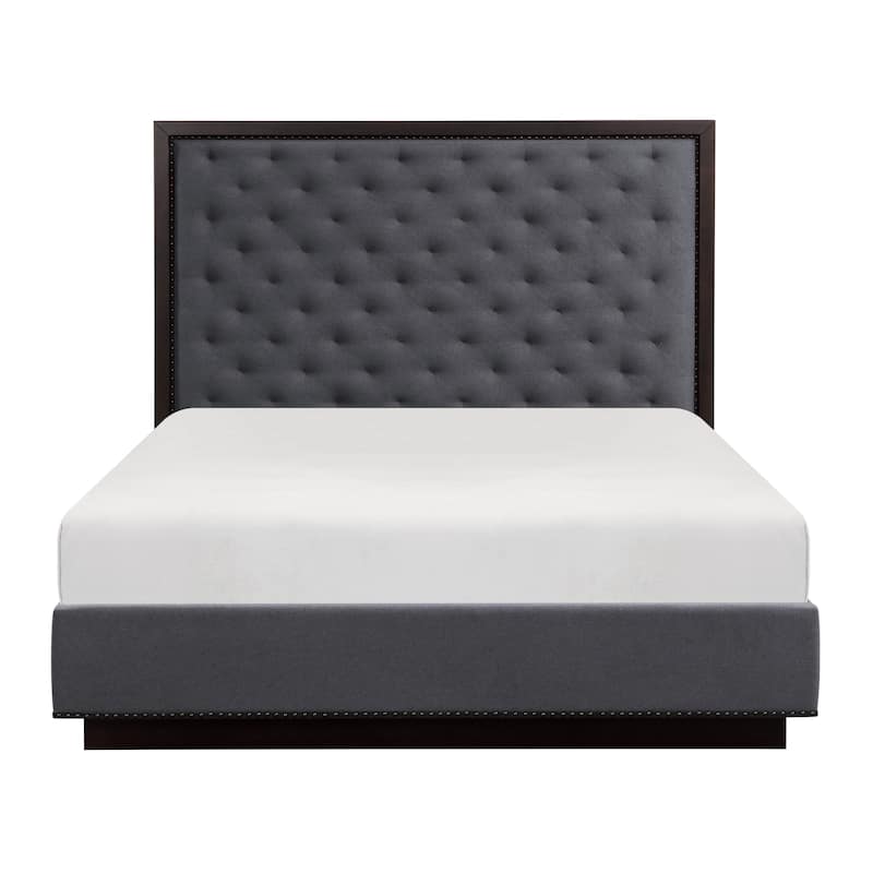 Charcoal Finish 3pc Bedroom Set Bed and Two Nightstands