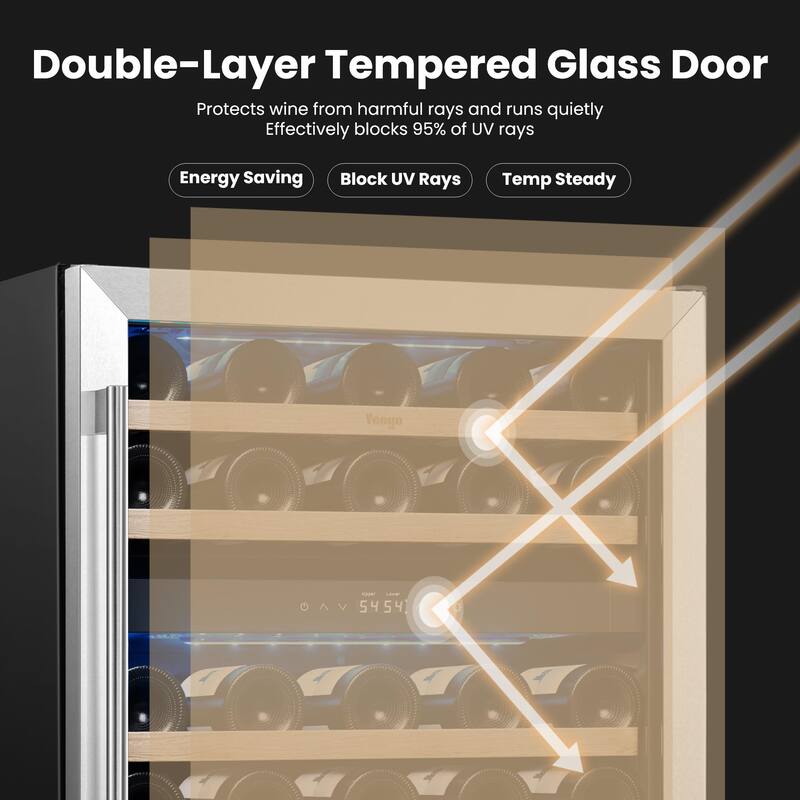 Yeego 23.4 in.52-Bottle Dual Zone Wine Cooler Refrigerator Fridge with Built-In/Freestanding Design