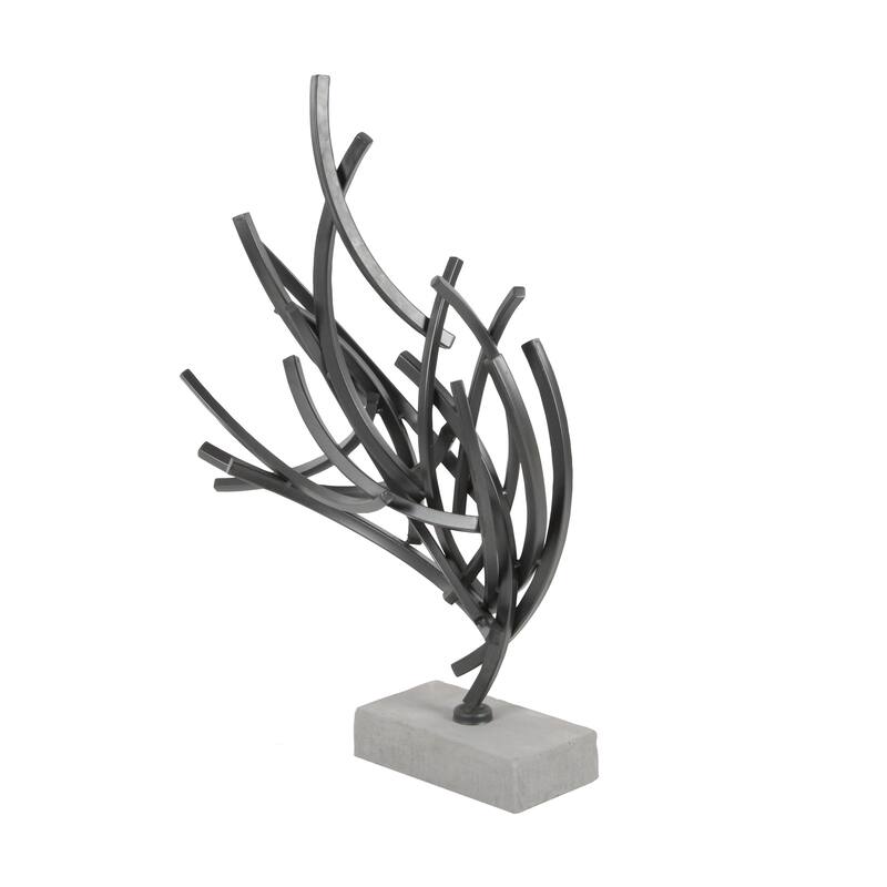 Metal Abstract Sculpture with Marble Base - Gray - Roche River Decor - 7"W x 17"L x 24"H