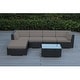 preview thumbnail 7 of 7, Ohana Outdoor Patio 6 Piece Black Wicker Sofa Sectional with Cushions Sunbrella Taupe