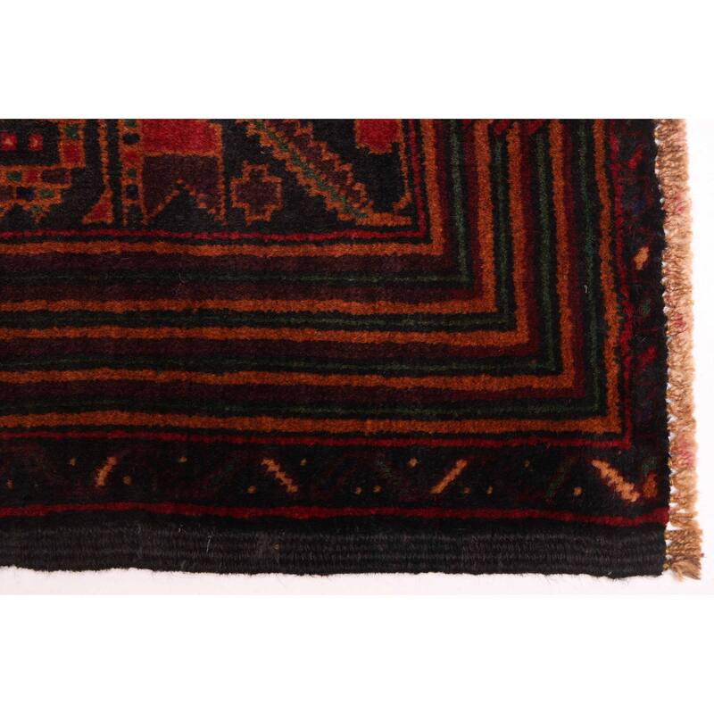 ECARPETGALLERY Hand-knotted Teimani Black, Burnt Orange Wool Rug - 3'8 x 6'1