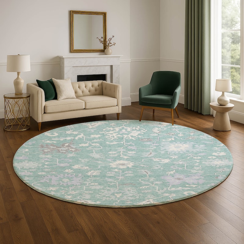 Premium Washable Super Soft Traditional Avanti Mayfield Rug - Seafoam - 8' x 8'