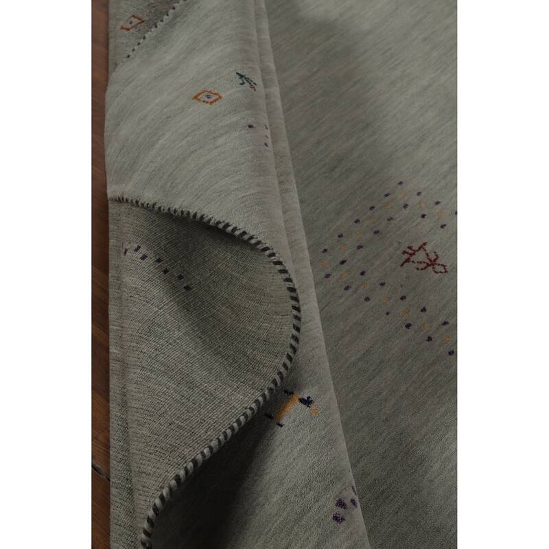 Hand Knotted Oriental 100% Wool Carpet Tribal Animal Pictorial Greys & Charcoal Gabbeh Area Rug - 9' 11'' X 8' 2''