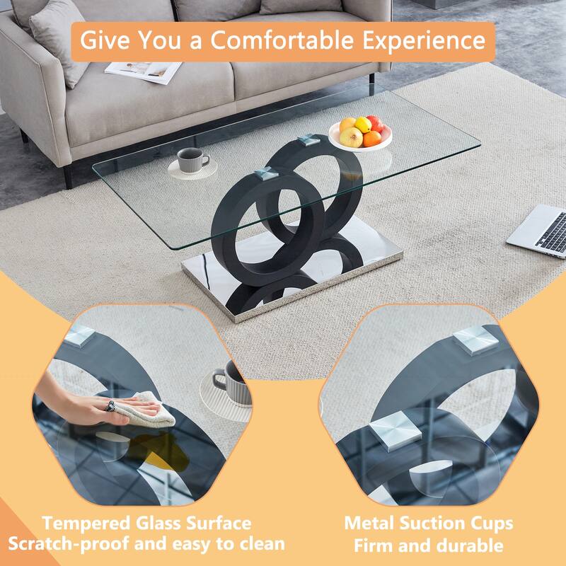 Stylish MDF Coffee Table with Glass Top for Versatile Living Spaces