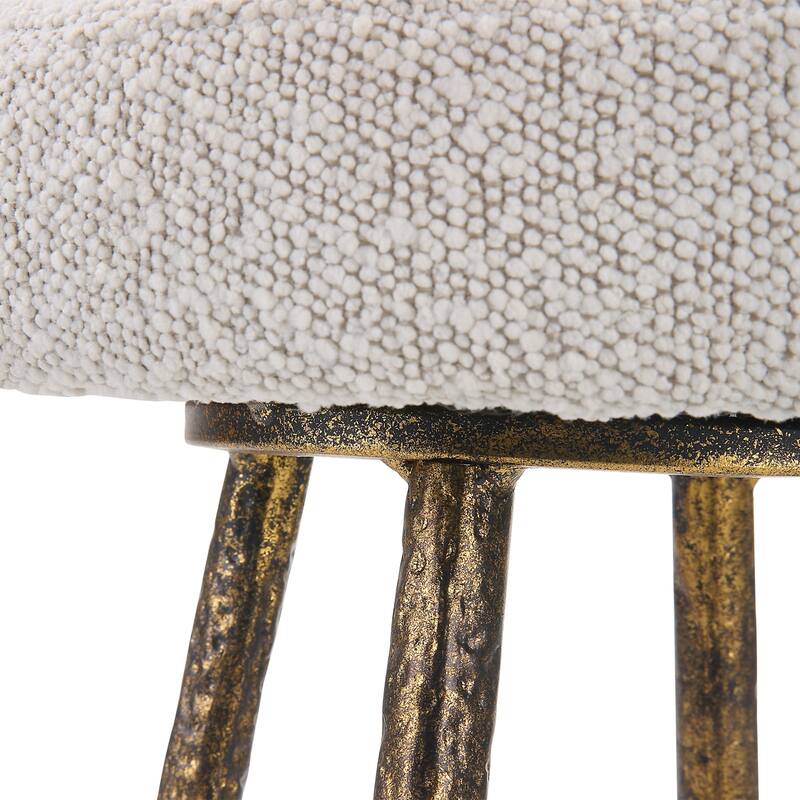 Round Top Counter Stool with Tapered Legs - 26" - Gold and White