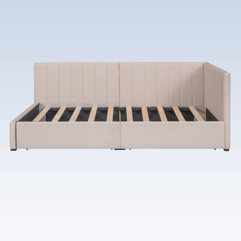 Modern Twin Size Upholstered Daybed with 2 Storage Drawers