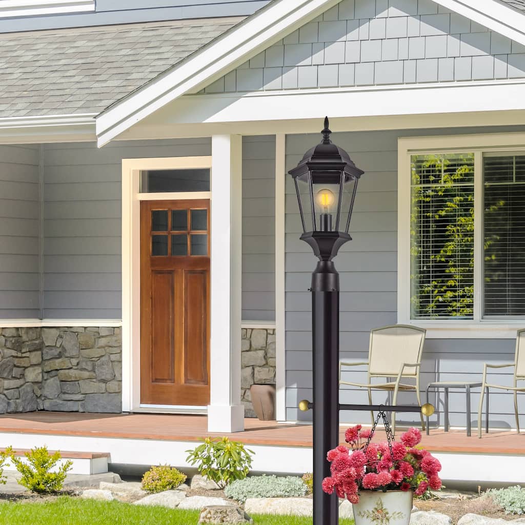 Design House 501817 Outdoor Lamp Post with Cross Arm 80-Inch by 3-Inch Black