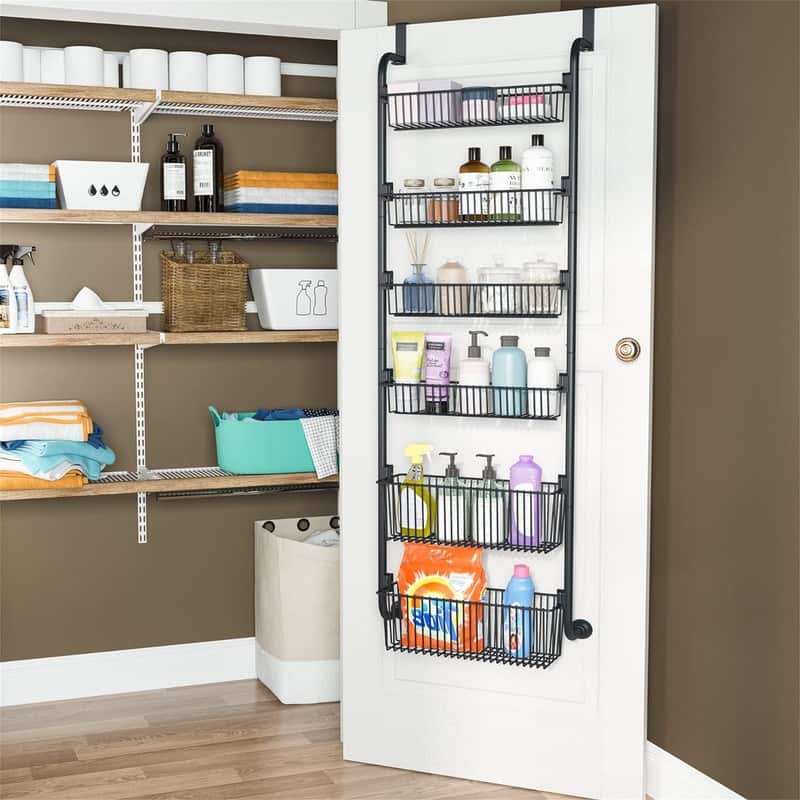 6Tier Over the Door Pantry Organizer HeavyDuty Metal with 6 Baskets