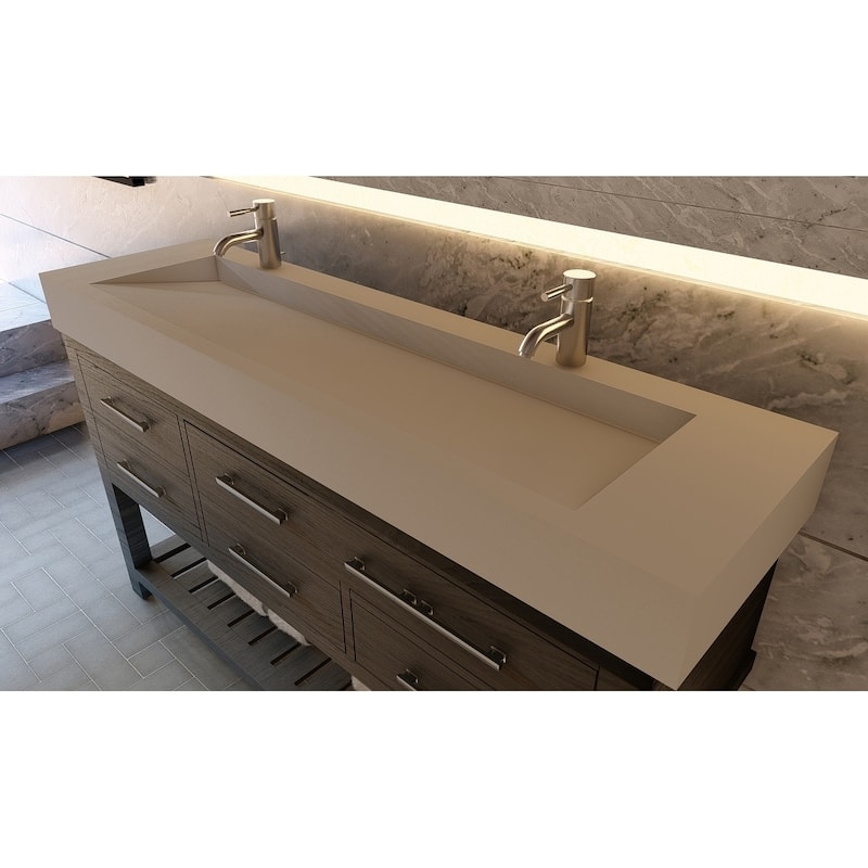 Pyramid Solid Surface 72-inch Bathroom Vanity Top - 72"