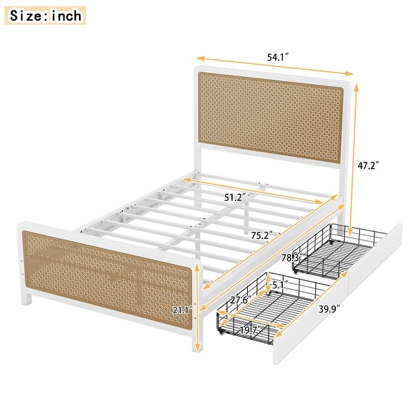dimension image slide 1 of 2, Gold Metal House Bed with Roof and Slat Support, Full Size