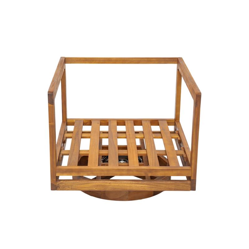 Christopher Knight Home - Outdoor Swivel Solid Acacia Wood Lounge Chair with Beige Cushion