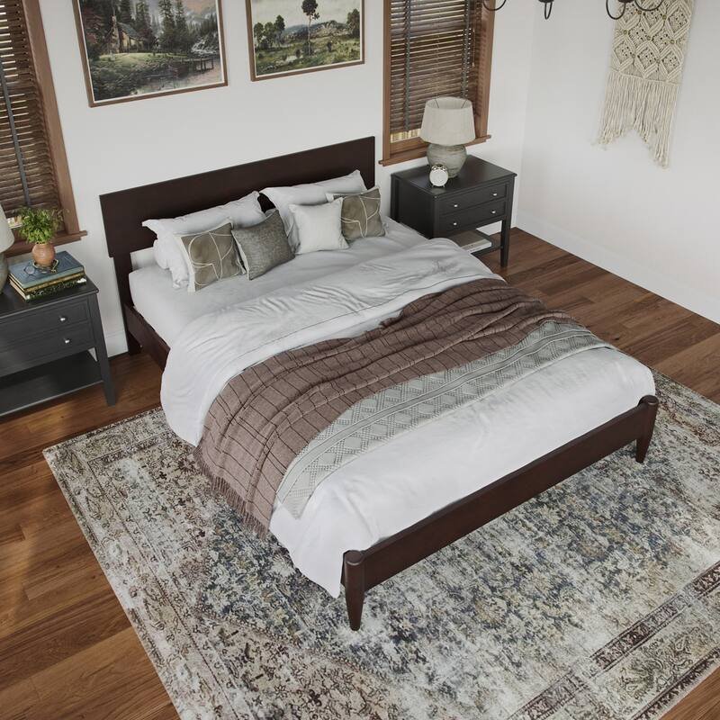 Aria Solid Wood Modern Low Profile Platform Bed