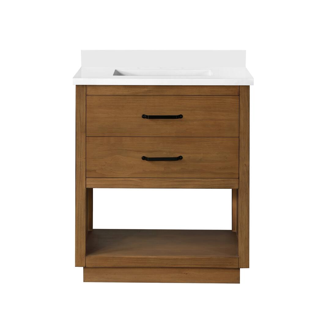 OVE Decors Carran 30 in. Vanity Wax Pine Finish and Black Hardware
