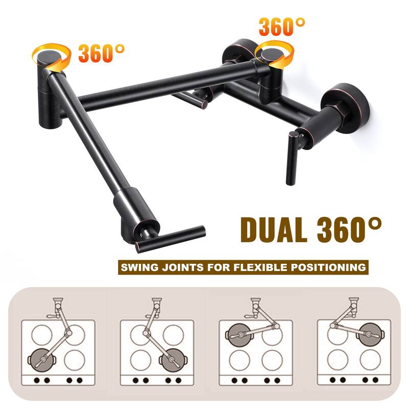 WOWOW Wall Mounted Pot Filler Faucet with Hot Cold Water Control