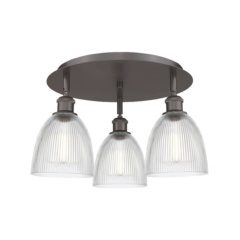 Innovations Lighting Castile - 3 Light 18" Flush Mount - Clear/Oil Rubbed Bronze