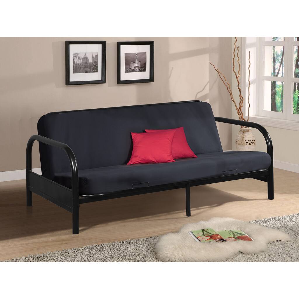 Black Bi-Fold Full Size Futon with 39" High Curved Arms