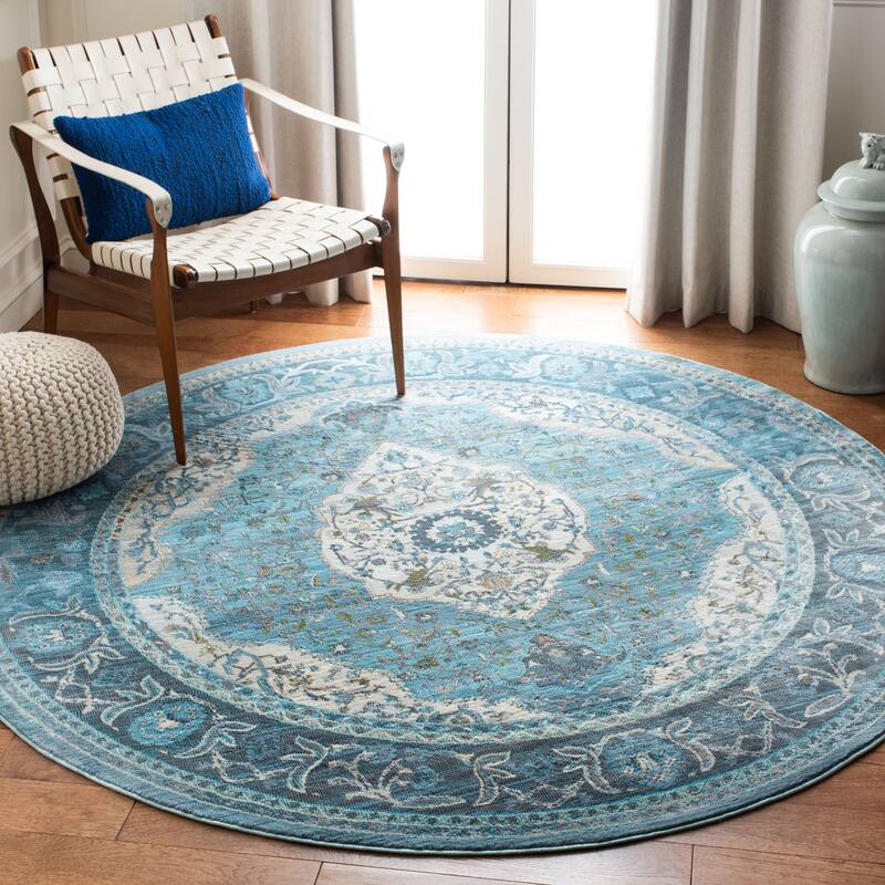 SAFAVIEH Luxor Lynne Boho Medallion Rug - 6'7" Round - Turquoise/Beige