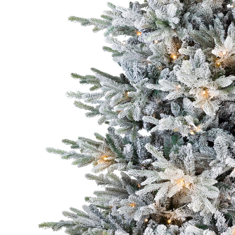 Real Touch™ Pre-Lit Flocked Grand Teton Pine Artificial Christmas Tree - 7.5' Warm White LED - 7.5 Foot