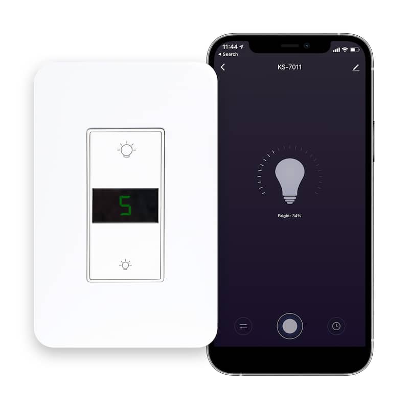 Smart Ligting LED Display Dimmer Switch - WiFi Remote App Control; No Hub Required by JONATHAN Y - White