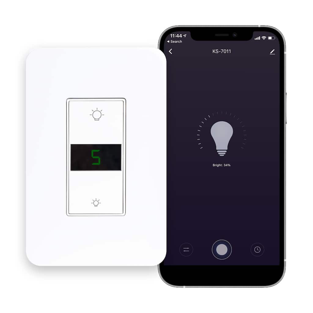 Smart Ligting LED Display Dimmer Switch - WiFi Remote App Control; No Hub Required by JONATHAN Y - White