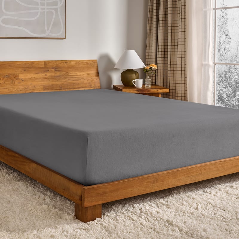Bare Home Cotton Flannel Fitted Sheet - Twin XL - Grey