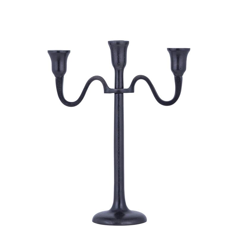 Sm. Cast Aluminum 3-Arm Candle Holder Dark Brown - BROWN-ST - BROWN